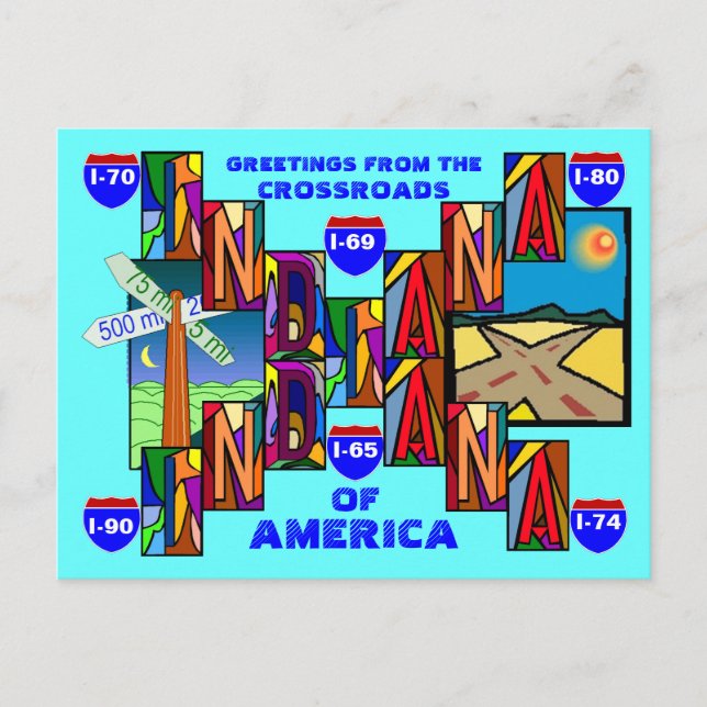 MODERN LARGE LETTER INDIANA GREETINGS POSTCARD! POSTCARD (Front)