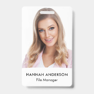 Modern Large Photo Employee QR ID Badge