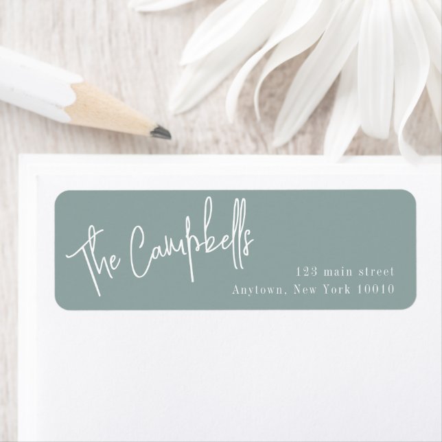 Modern Large Print Sage Green Return Address Label (Insitu)
