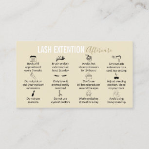 Modern Lash Aftercare Tips and Instructions Business Card