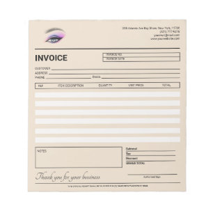 Modern Lash / Brow Artist Invoice / Receipt Notepad