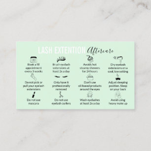 Modern Lash Extension Aftercare directions Business Card