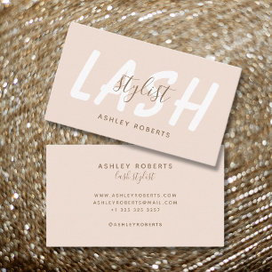 Modern lash stylist light blush business card