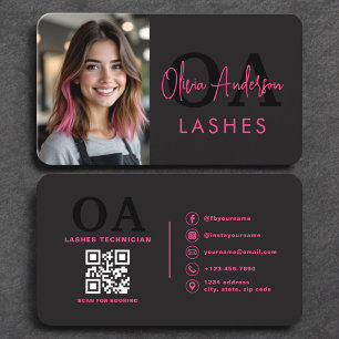 Modern Lash Tech QR Code Photo Business Card