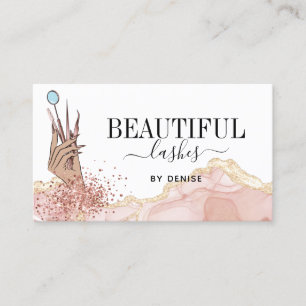 modern lash technician woman hand glittering busi business card