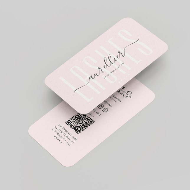 Modern Lashes Brows Beautician Monogram Pink  Business Card (Modern Lashes Brows Beautician Monogram Pink Business Card
)