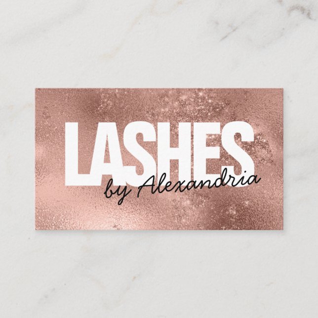 Modern Lashes Rose Gold Sparkle Eyelashes Elegant Loyalty Card (Front)
