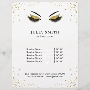 Modern Lashes with Gold Glitter Makeup Artist Flyer