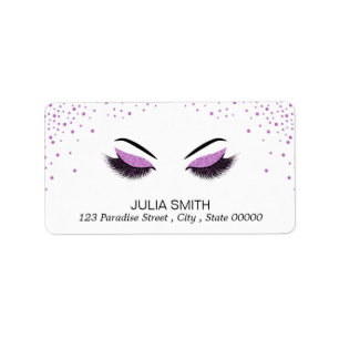 Modern Lashes with Purple Glitter Makeup Artist Label