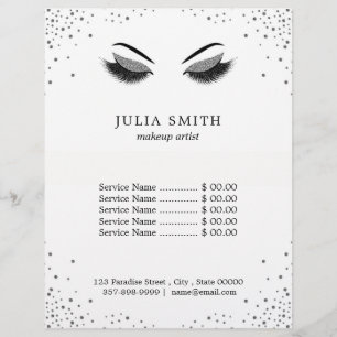 Modern Lashes with Silver Glitter Makeup Artist Flyer