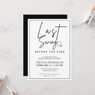 Modern last swing before the ring bridal shower invitation