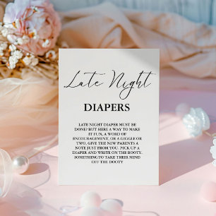 Modern  Late Night Diaper Baby Shower Game Pedestal Sign