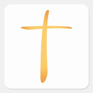 Modern Latin Christian Cross Square Sticker