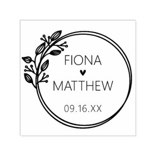 Modern Laurel Circular Wedding Self-inking Stamp