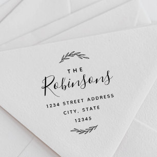 Modern Laurel Family Name Return Address Self-inking Stamp