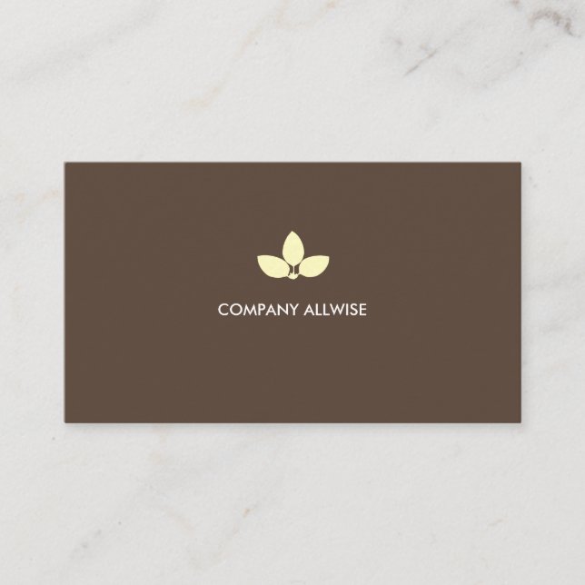 Modern Laurel Leaves on Brown Business Card (Front)