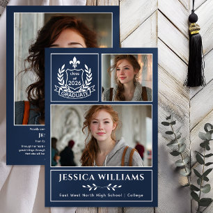 Modern Laurels 3 Photo Class of 2026 Graduation  Announcement