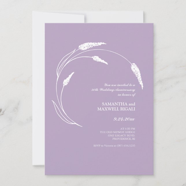 Modern Lavender 50th Wedding Anniversary Invites (Front)