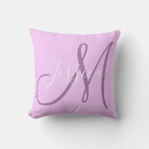 Modern Lavender and Purple Monogram Cushion