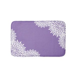Modern Lavender and White Floral Bath Mat