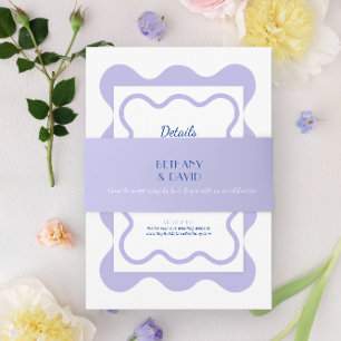 Modern Lavender Blue Wedding Invitation Belly Band