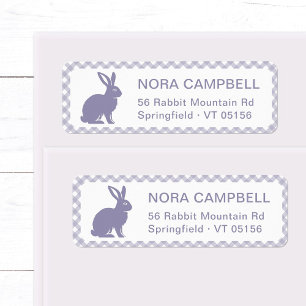 Modern Lavender Bunny Gingham Return Address