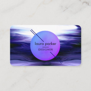 Modern Lavender Circle Moon Watercolour Waves Business Card