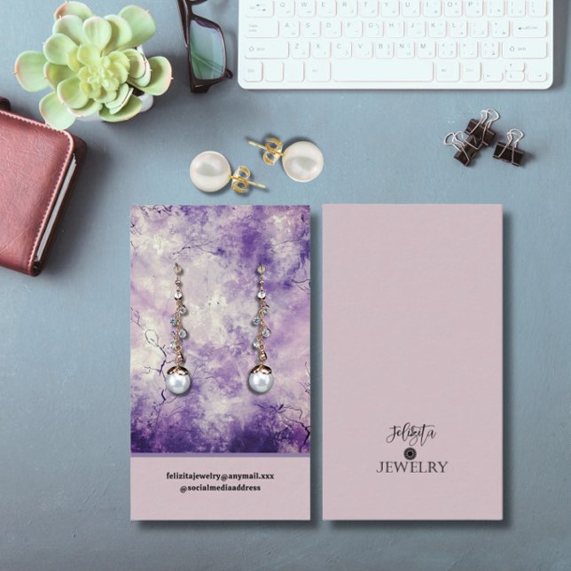 Modern Lavender Coloured Earring Display  Business Card (Creator Uploaded)