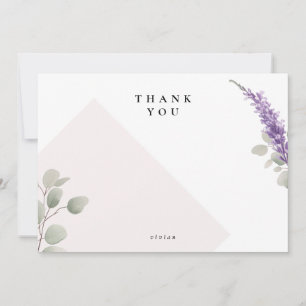 Modern Lavender Eucalyptus Leaves Blank Thank You Card