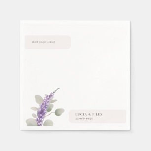Modern Lavender Eucalyptus Leaves Wedding Napkin