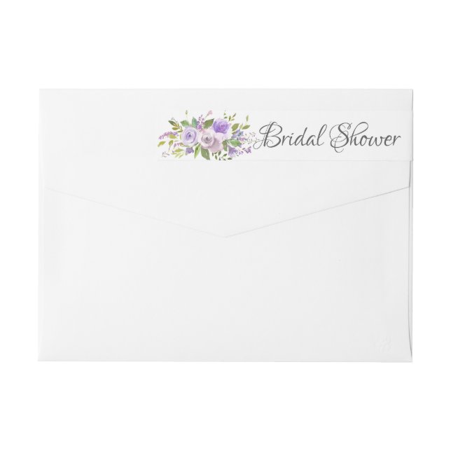 Modern Lavender Floral Bridal Shower label (Back)