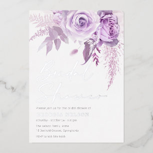 Modern Lavender Floral Bridal Shower Real Silver