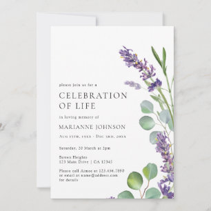 Modern Lavender Floral Celebration of Life Invitation