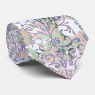 Modern Lavender Floral Damask Watercolor Boho Tie