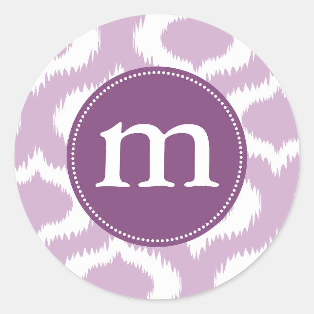 Modern Lavender Ikat Diamonds Personalised Classic Round Sticker (Front)