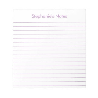 Modern Lavender Lined Personalised Notepad