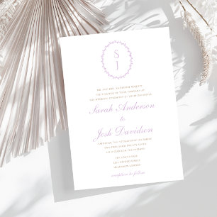 Modern Lavender Minimalist Monogram  Invitation