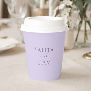 Modern Lavender Minimalist Wedding Paper Cups