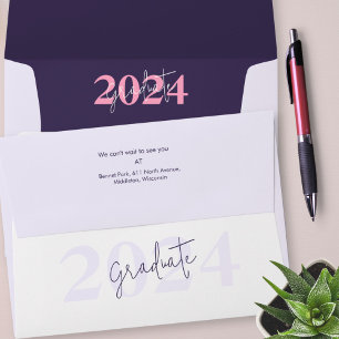 Modern Lavender Pink Stylish Script Graduation Envelope