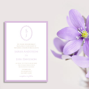Modern Lavender Purple Classy Monogram  Invitation