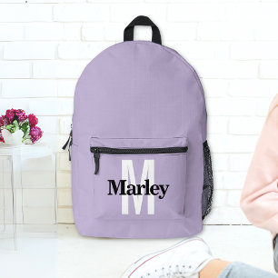 Modern Lavender Purple Cute Bold Personalised Name Printed Backpack