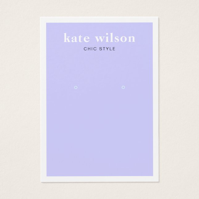 Modern Lavender Purple  Earring Display Card (Front)