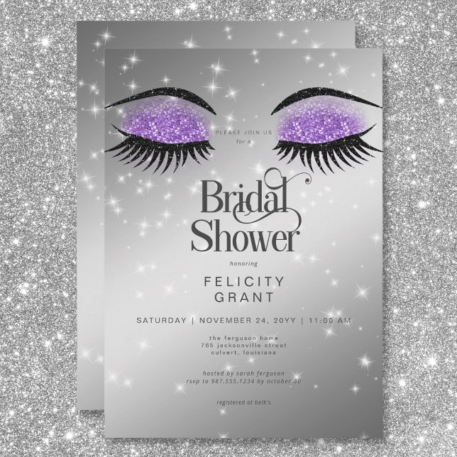 Modern Lavender Purple Glam Eyes Bridal Shower Invitation (Modern Lavender Purple Glam Eyes Bridal Shower Invitation)