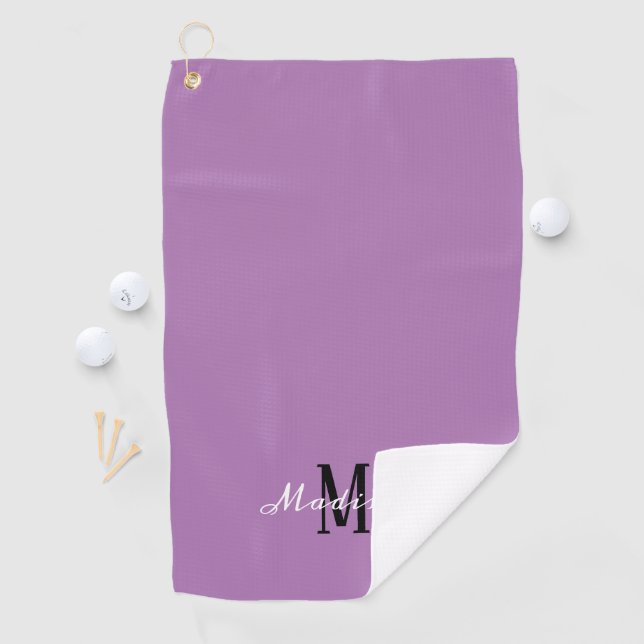Modern Lavender Purple Script Personalised Golf Towel (InSitu)