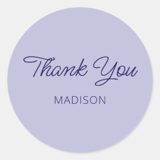 Modern Lavender Purple Thank You Classic Round Sticker
