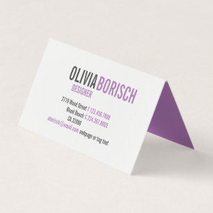 Modern Lavender Purple White Contemporary Folded Business Card