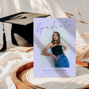 Modern Lavender Script Arch Photo Graduation Invitation