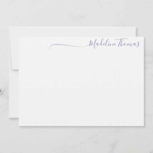 Modern Lavender Script Calligraphy name note card (Front)
