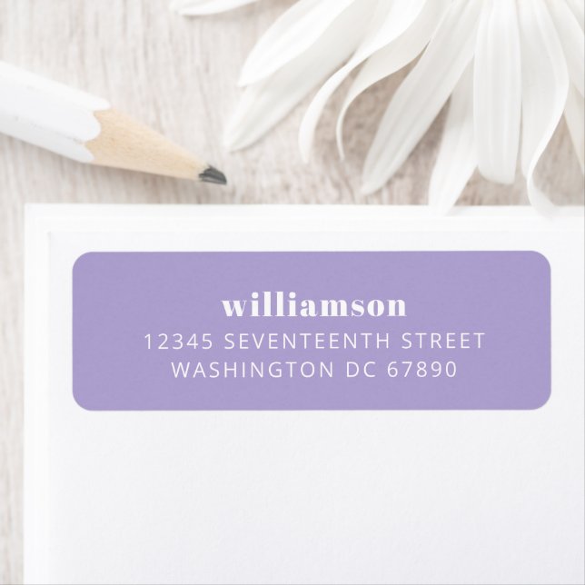 Modern Lavender Simple Last Name Return Address  (Insitu)