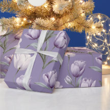 Modern Lavender Tulip White Floral Pattern